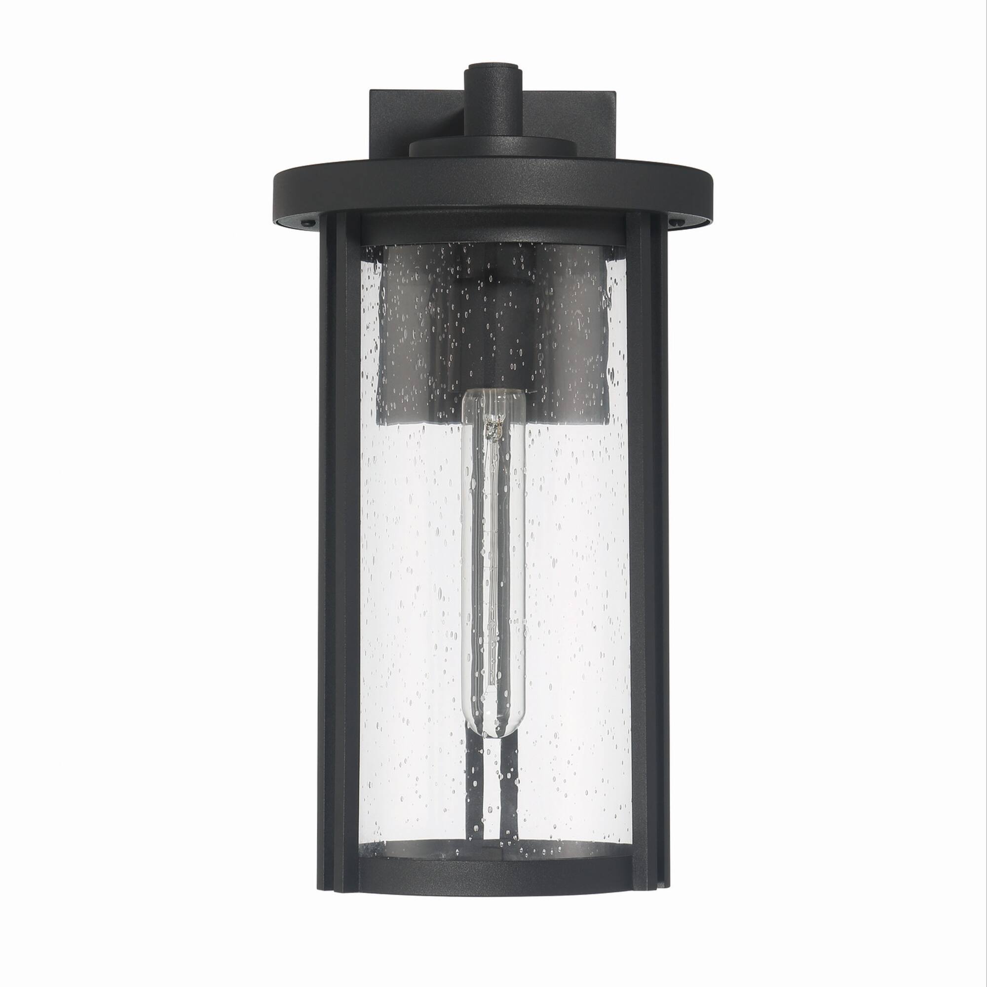 Hello Honey® Maude Matte Black Modern Cylindrical Metal & Glass Wall Mounted Outdoor Wall Light